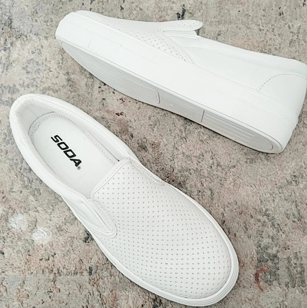 BRAND NEW White Platform Perforated Cushion Sole Sneakers